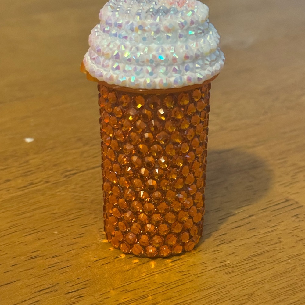 Rhinestone Orange Pill Bottle